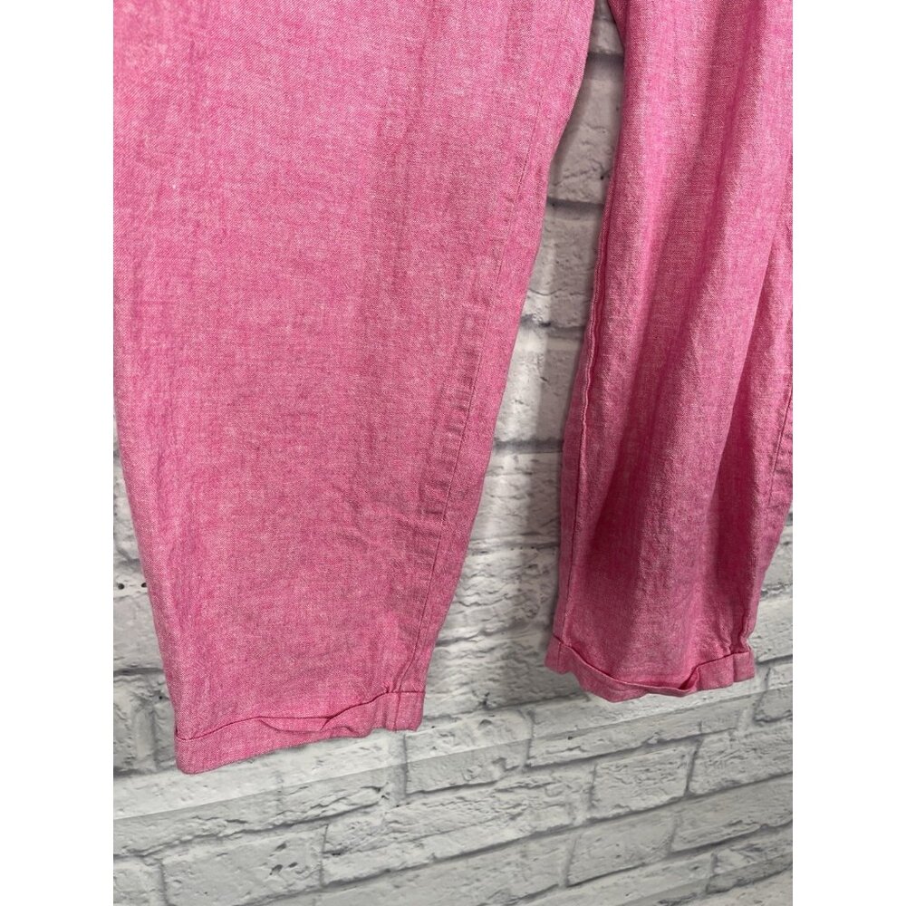 J.CREW Women's Heather Pink Linen Drawstring Crop Pants Size 12 - Picture 5 of 6